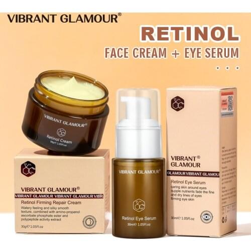 VIBRANT GLAMOUR Retinol Facial Skin Care Set Face Eye Serum Firming Lifting Anti-Aging Whitening Brightening Moisturing 2 Suit
