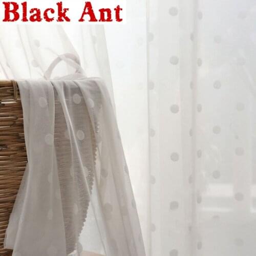 Nordic Cutely Polka Dot Jacquard Voile Curtain Pure White Thickened Window Screen For Living Room Balcony Decor Sheers ZH217F5