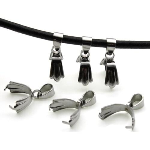 20pc 6x19mm Stainless Steel Pendant Pinch Bail Clasps Necklace Hooks Clips Connector For Jewelry Making Findings Accessories DIY