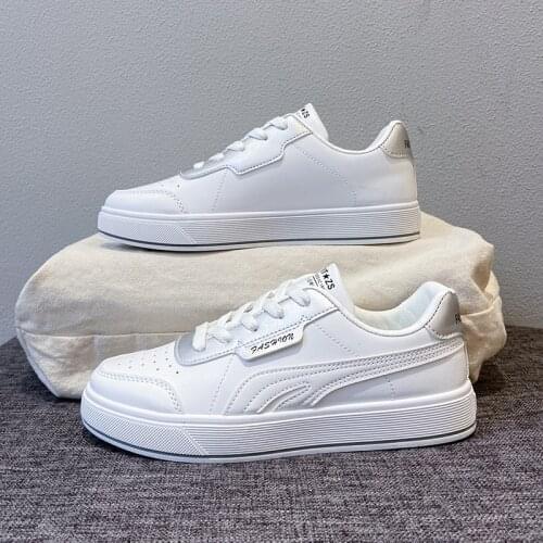 2021 New Spring Tenis Feminino Lace-up White Shoes Woman PU Leather Solid Color Female Shoes Casual Women Shoes Sneakers