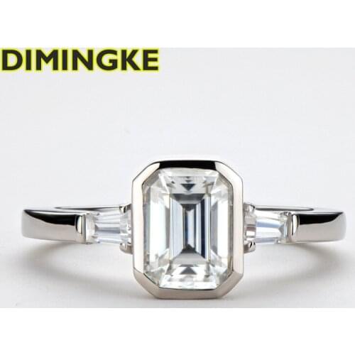 DIMINGKE 6*8MM Rectangular Moissanite Female Ring GRA Certificate S925 Sterling Silver Jewelry Wedding Engagement Party Gift