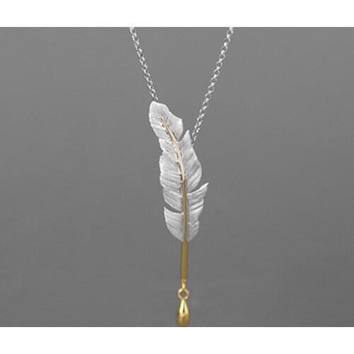 S.EAST SUN 925 Sterling Silver Handmade Vintage feather pendant necklace is suitable for womens gifts and fashion jewelry