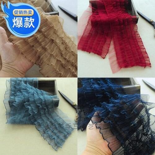 1Meter Length Mesh Chiffon Pleated Tulle Fabric 18cm Wide Lace Ribbon DIY Apparel Sewing & Fabric