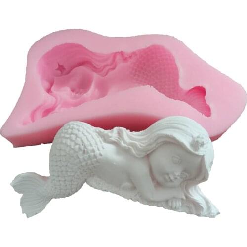 1Pcs Sleeping Mermaid Silicone Mold Fondant Mould Mermaid Handmade Soap Mold Cake Mold Moulds for Soap making dependable