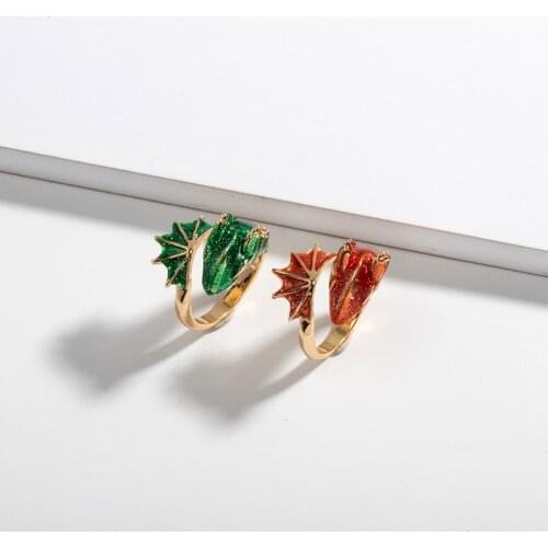2020 Ins Summer Trendy Gold Glitter Green Enamel Snake Dragon Adjustable Finger Midi Rings Korean Fashion Party Jewelry