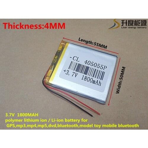 3.7V 1800mAh 405055 Lithium Polymer Li-Po li ion Rechargeable Battery cells For Mp3 MP4 MP5 GPS mobile The tablet battery