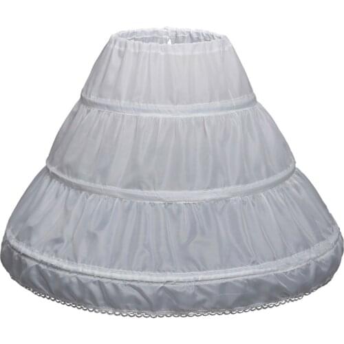 Girls' 3 Hoops Petticoat Full Slip Flower Girl Crinoline Skirt 2022
