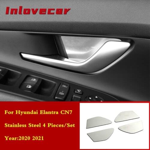 For Hyundai Elantra CN7 2020 2021 Accessories Stainless steel Car inner door Bowl protector frame Cover Trim Car Styling 4pcs