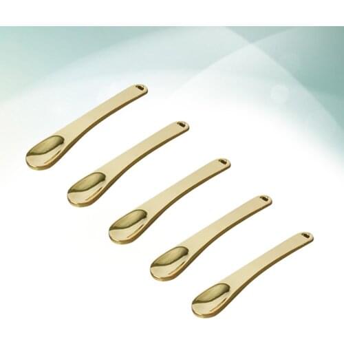 5pcs Mini Makeup Spoon Metal Makeup Spatula Beauty Scoop for Facial Cosmetic Face Mask (Golden)