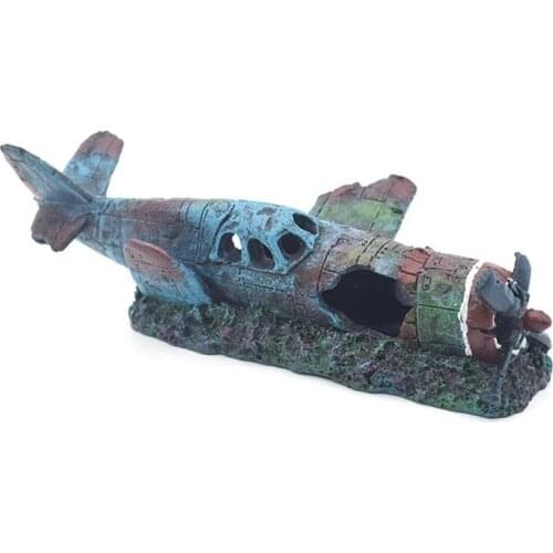 Fish Tank Landscaping Aquarium Decoration Fighter Wreckage Battleship Shipwreck Aquarium Resin Aquarium Crafts Ornaments