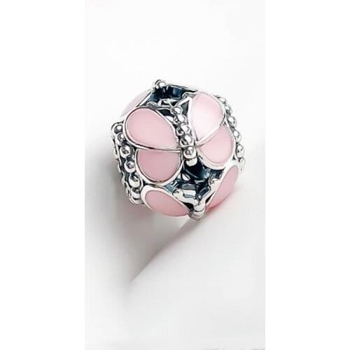 Authentic 925 Sterling Silver Beads Pink Butterfly Group Fashion Beading Fit Original Pandora Bracelet For Women Diy Jewelry