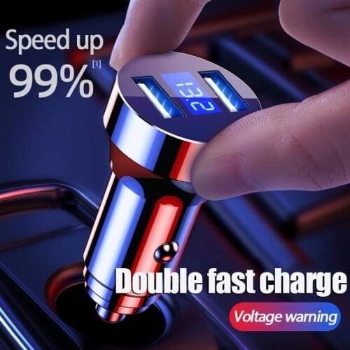 3.4A Mini Car Charger Car Supplies Quick Charge Light Cigarette Quick Switch Plug Flash Charge One Drag Two USB Port Car Charge