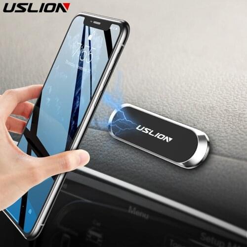 USLION Magnetic Car Phone Holder Mini Strip Shape Stand For Xiaomi iPhone 12 11 Samsung Metal Magnet GPS Car Mount for Wall