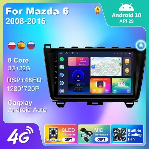 Car Radio for Mazda 6 2008-2015 Autoradio Android Auto Carplay Multimedia Player Stereo Navigation GPS Audio Intelligent System