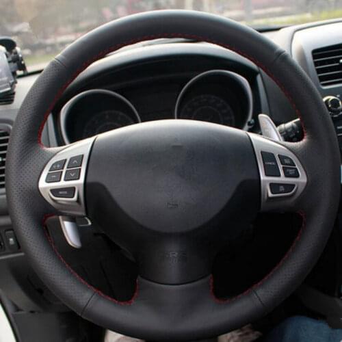 Car-styling Hand-stitched Leather Steering Wheel genuine leather Cover case For Mitsubishi Outlander ASX Lancer Pajero Delica D5