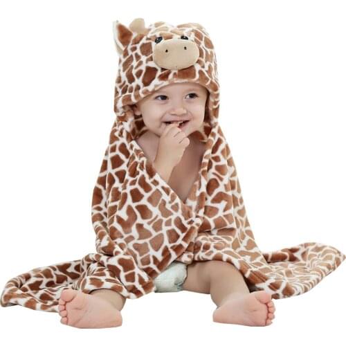 Hot Sale Brand Bear Shaped Baby Hooded Bathrobe Soft Infant Newborn Giraffe Towel Blanket Baby Bath Towel Cartoon Towel 100cm