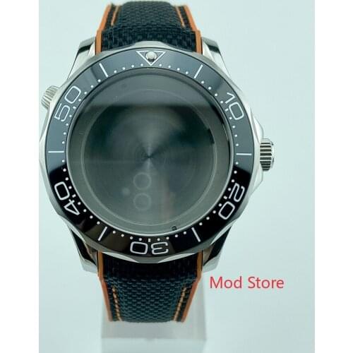 For DG2813 Miyota8215 Automatic Movement 20ATM 41mm Black White Writing Bezel Watch Case Sea-Master Style Sapphire Cystal
