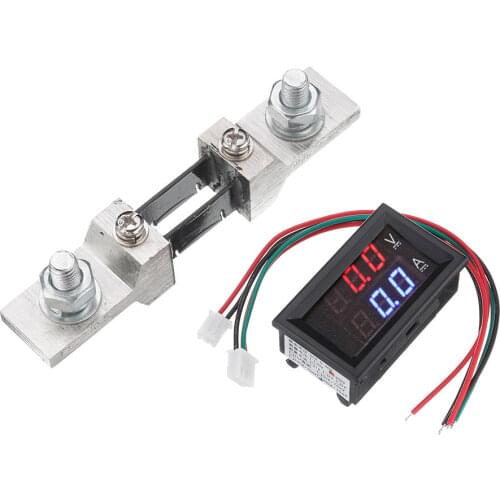 DC 0-200V 200A Digital Dual LED Voltmeter Ammete Voltage Current Panel Meter With 200A/75mV Shunt