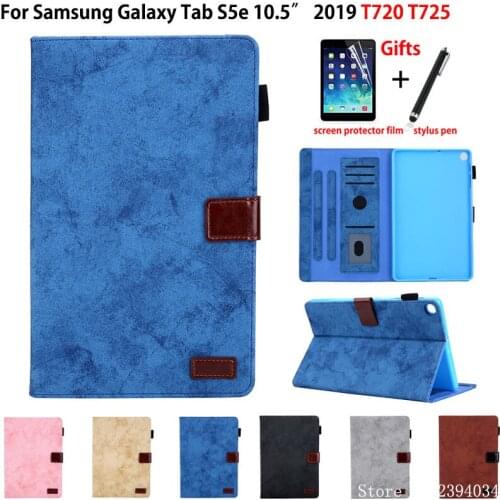 Business Case For Samsung galaxy tab S5e 10.5 2019 SM-T720 SM-T725 Cover Funda Tablet PU Leather Flip Stand Skin Shell +Film+Pen