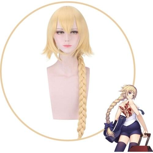 Fate Grand Order Joan of Arc Long Braid Blonde Cosplay Wig FGO Jeanne d'Arc +Free Wig Cap Synthetic Hair Halloween Party Props