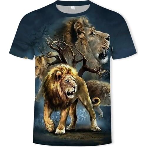 Fashion Animal lion tiger T shirt mans O-neck short sleeve Anime cartoon 3d print mens T-shirts casual beach t shirt large size