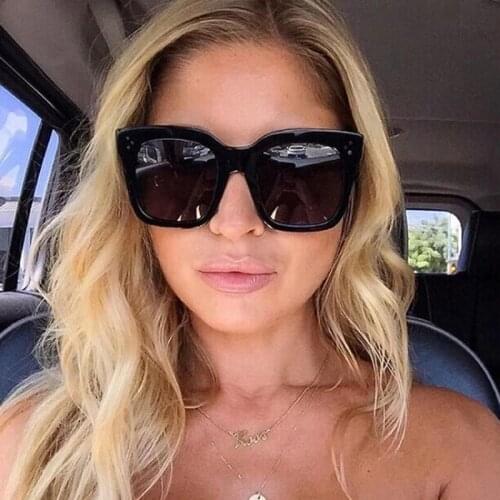 HKNA Vintage Square Sunglasses Women Luxury Brand Sunglasses Women/men Big Frame Gradient Sun Glasses Retro Gafas De Sol Mujer