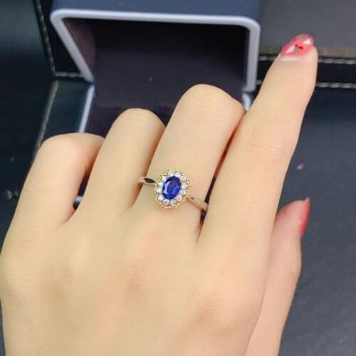925 Silver Exquisite Flower Rings Creative Lace Edge Design Inlay Oval Blue Zircon Elegant Jewelry For Women Wedding Engagement
