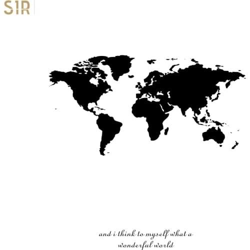 World Map Architectural Decoration Home Decor Poster Wall Art Canvas Room Decor Aesthetic Black and White Abstract Wall