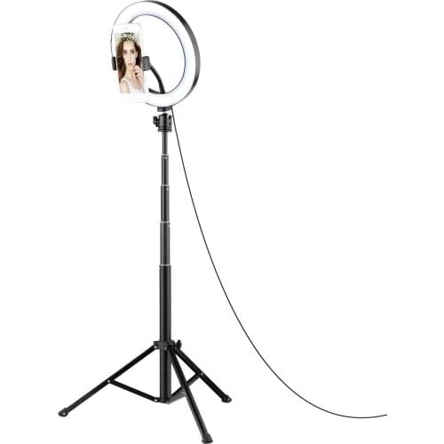 8.6 Inch/22cm Diameter 3000-6000K Bi-color 10-Level Dimmable LED Ring Video Light Selfie Ring Light with Aluminum Alloy Stand