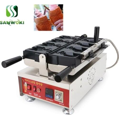 Commercial 110V 220V Open Mouth Taiyaki Machine Digital control Fish Shape Waffle Maker Pan Electric Ice Cream Taiyaki Maker