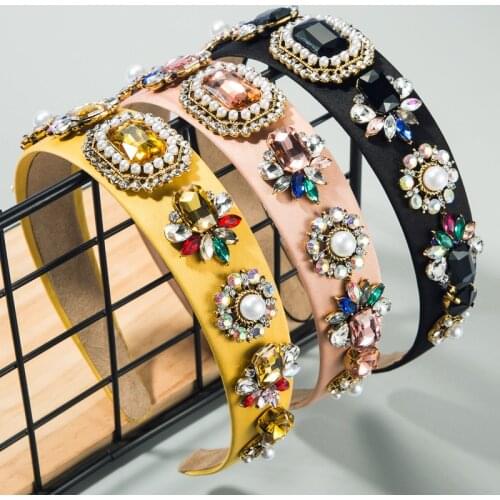 New Arrived 2021 Bling Rhinestone Luxury Headband Crystal Pearl Baroque Hairband Women Party Elegant Hair Accessories