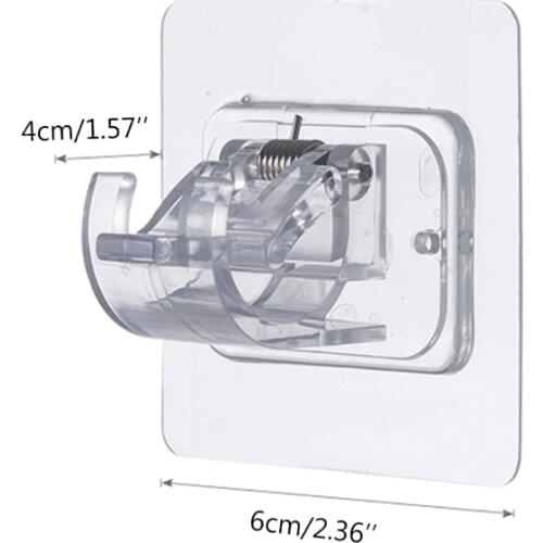 2021 New 2 Pcs Transparent Hanging Rod Clamp Bathroom Shower Curtain Rod Fixed Clip Bracket Hook Holder Hanger