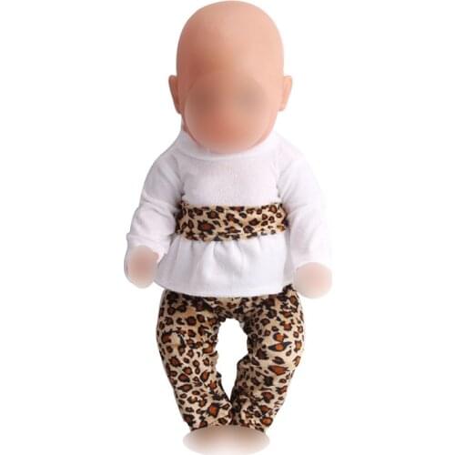 Doll clothing fashion leopard print suit fit 43 cm baby dolls and 18 inch Girl dolls accessories f114