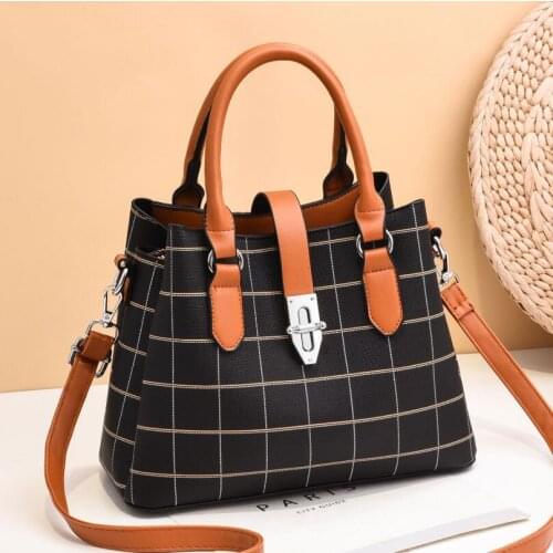 Autumn Winter All-match Casual Messenger Bag High Quality PU Leather Female Atmospheric Handbag Fashion Grid Shoulder Bag