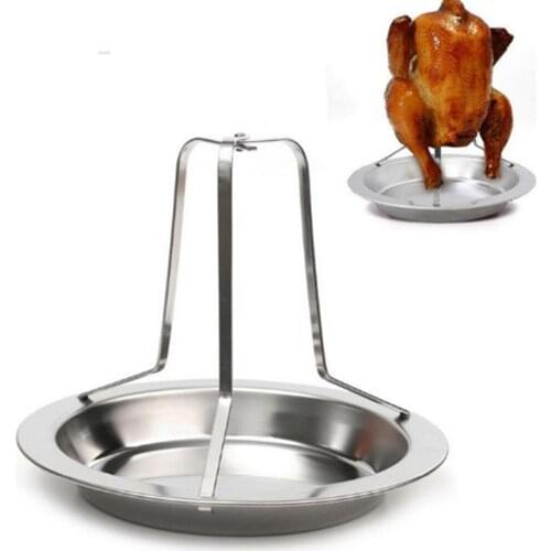 Roast Chicken Holder Stainless Steel Upright Roaster Rack BBQ Stand Grilled Pan Organizer Shelf For Kitchen Bathroom Storage