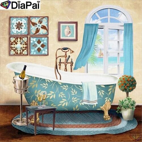 DIAPAI 5D Diamond Painting Full Square/Round "Bathroom view" Picture Of Rhinestone DIY Diamond Embroidery Home Decor A25870