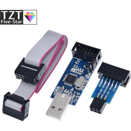 1Set USBASP USBISP AVR Programmer USB ATMEGA8 ATMEGA128 ATtiny/CAN/PWM 10Pin Wire Module DIY + 10Pin To 6 Pin Adapter Board