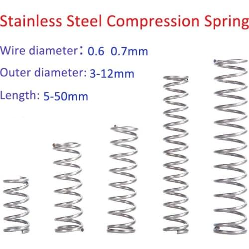 10PCS 304 Stainless Steel Compression Spring 304 SUS Compressed Spring Wire Diameter 0.6 0.7mm Y-Type Rotor Return Spring