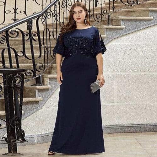 Evening Dress Simple Short Sleeves Pleat Mermaid Elegant Beads O-Neck Zipper Back Floor-Length Plus Size Women Formal Gowns D968
