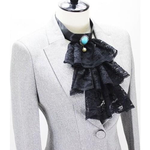 Vintage Renaissance Lace Ruffles Victorian Neck Tie Fack Collar Party Neck Accessory