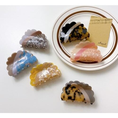 Good Quaility Sector Semicircle Acetate Hair Claws Three-color Stitching Hairpins Shark Clip Headwear Women Girls Ornament Gifts