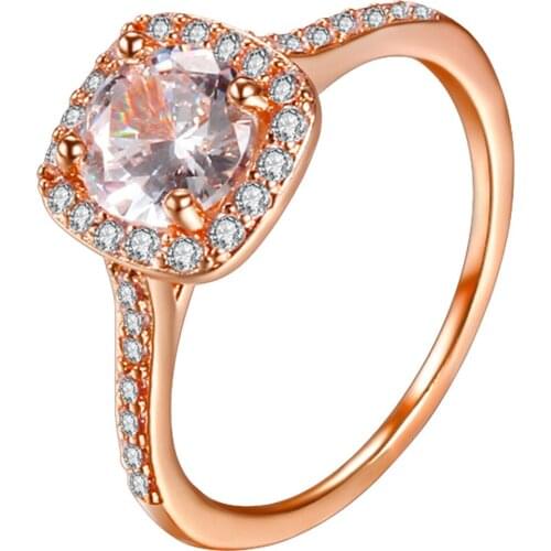 Women Rings for Women Square Four Prong Cubic Zirconia Rings Silver Plated Couple Wedding Rings Gift for Girlfriend Fashion Jewe