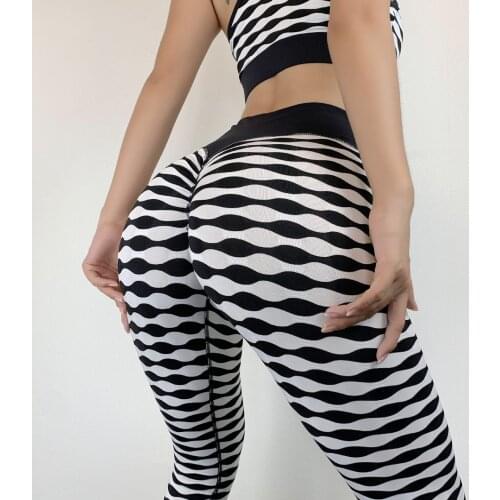 Fitness Yoga Pants Women Leggings Plaid High Waist Leggings Push Up Running Booty Sport Skinny Workout Gym Legging