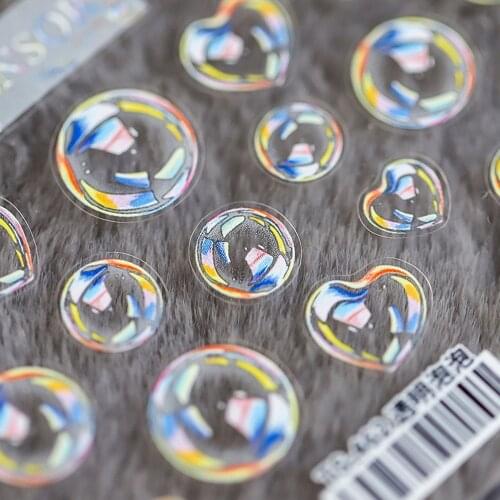 1 sheet 5D Embossed Nail Sticker Round Frosted Adhesive Thin Tough Sticker Love Heart Shaped Transparent Bubble Nail Sticker
