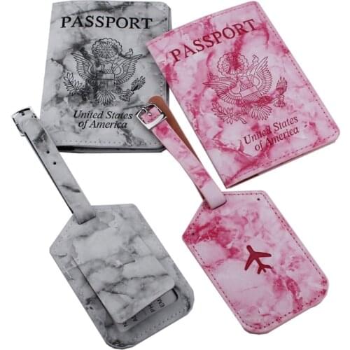 1Set PU Leather Passport Holder Cover Wallet Couples Honeymoon Traveling Passport Case Accessories for Women Men Luggage Tag