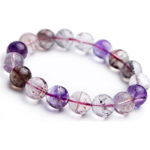 12mm Natural Super Seven Melody Stone Bracelets For Lady Woman Stretch Crystal Round Bead Bracelet
