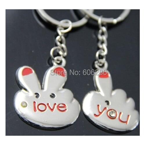 400 Pcs=200pairs/Lot 361 Metal Couple Keychains Zinc Alloy Love Key Chain Key Ring Wedding Events valentines gifts