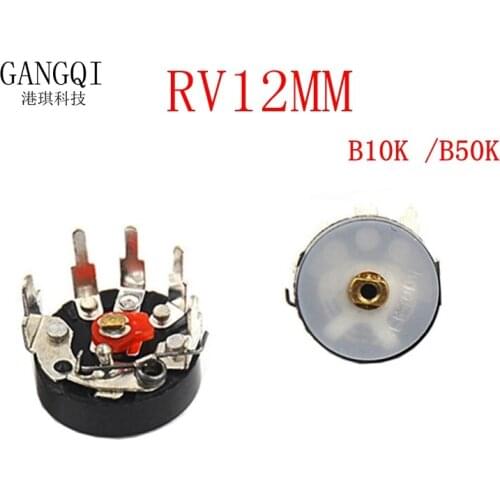 5PCS Straight Angle Radio Potentiometer RV12MM B10K B103 B50K B503 Power Amplifier Volume Potentiometer With Switch 12mm