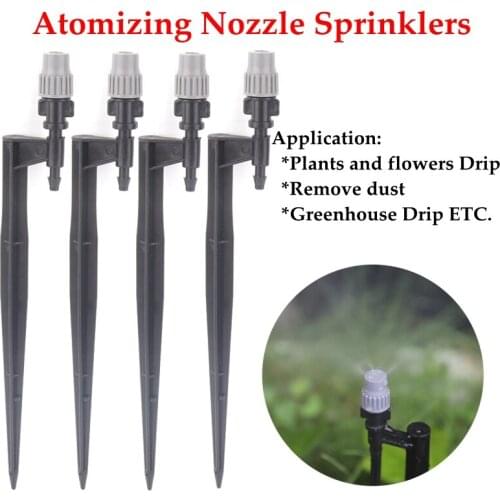 5Pcs Gray Black Square headAtomizing Nozzle Irrigation Sprinkler Nozzle Support Spike Watering Sprinklers Stakes Water Connector