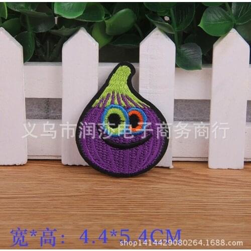 50pcs/lot Eggplant Carrot Vegetables Embroidery Patches Letters Clothing Decoration Accessories Diy Iron Heat Transfer Applique